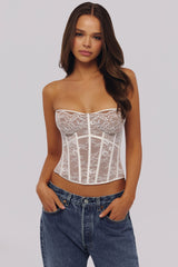 white lace boned corset top