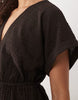 textured jersey midi swing dress in brown