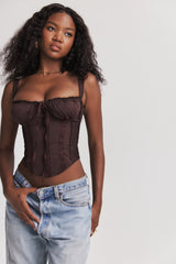 rich brown lace back corset