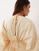 ARRANGE pleated waist long sleeve maxi dress in buttermilk