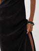 racer neck cupro tuck detail maxi dress in black