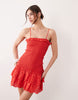 Iisla & Bird ruched beach mini dress in red