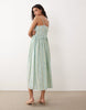 YAS Festival cami midi dress with button front detail in soft green floral stripes