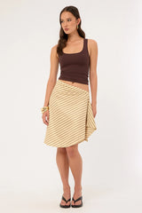 Motel Esmeray Midi Skirt Diagonal Stripe Yellow