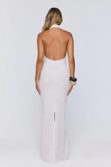 Flirty Daydream Halter Knit Maxi Dress White