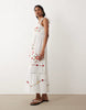 Miss Selfridge lace insert embroidered maxi dress in white