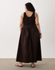 Curve basque waist midi dress with woven skirt