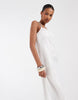 & Other Stories linen midi dress with thin crossover straps in white