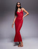 The Frolic exclusive crochet halterneck maxi dress in red