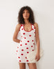 knit halter mini dress in red polka dot