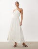 crinkle cami halter midi dress in cream