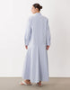 maxi shirt dress with scarf neck detail in blue pinstripe