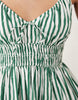 Abercrombie & Fitch v-neck smocked skort mini dress in white and green pinstripes