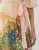 Hope & Ivy flutter sleeve wrap maxi dress in pink floral boarder scene
