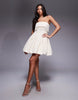 ASOS LUXE faux pearl trim sculpted linen blend corset mini dress in cream