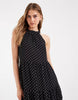 ONLY halterneck midaxi dress in black polka dots