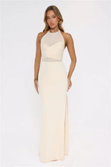 Candlelight Secrets Halter Maxi Dress Butter