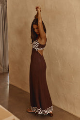 Scallop Knit Maxi Dress - Chocolate