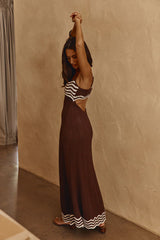 Scallop Knit Maxi Dress - Chocolate
