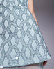 Premium cutwork embellished structured maxi dress with sheer full skirt in blue