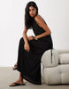 textured jersey wrap scarf detail maxi dress in black