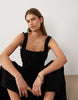 Miss Selfridge seersucker shirred detail maxi dress in black