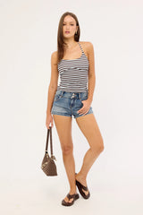 Luck & Trouble Camryn Low Rise Denim Short Mid Blue Denim