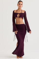 prune cutout maxi skirt