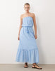 Abercrombie & Fitch embellished cutwork strapless midaxi dress in light blue