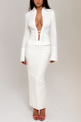white cotton twill maxi skirt
