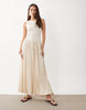 color block crinkle midaxi dress in cream