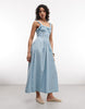 Reclaimed Vintage maxi summer dress with broderie seam and bust detail in blue