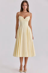 lemon cotton princess cut midi sundress