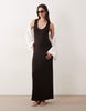 lightweight bouclé scoop maxi dress in chocolate