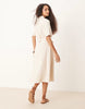 JDY linen mix midi shirt dress in beige