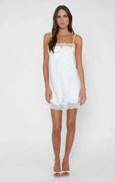 Celine Mini Dress ~ Ivory Luxe Satin