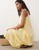 linen blend trapeze dress in buttermilk
