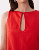 slash neck keyhole mini sundress in fiery red