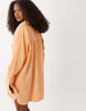 double cloth mini shirt dress with wide cuffs and oversized pockets in orange spritz