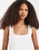 Vero Moda sleeveless midi dress with woven skirt in white