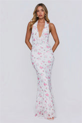 Little Luxe Halter Maxi Dress White