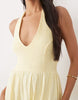 crochet halter tiered midi dress in buttermilk
