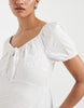 Vero Moda Maternity cotton broderie puff sleeve milkmaid mini dress in white