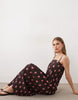 sleeveless square neck plisse midi dress in spot print
