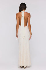 Bling It Babe Halter Maxi Dress Cream