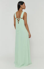 Heidi Maxi Dress ~ Pistachio Pleated Chiffon