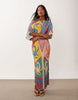 Never Fully Dressed Petite Tilly off shoulder plisse maxi dress in kaleidoscope print