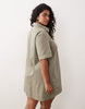 Curve denim trapeze polo dress in khaki