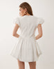 bubble mini dress with cutwork embroidery in white