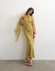 Topshop jacquard polka dot occasion maxi dress with open back in green